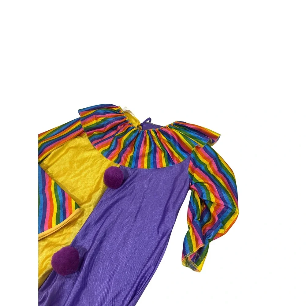 Paper Magic Group Kids Clown Costume Small Yellow Purple Rainbow Stripe with Hat